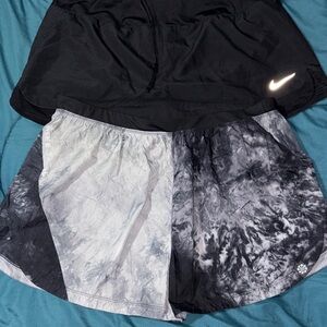 2-Nike Black Shorts & Nike Trail Gray/Black Tie-Dye Running Shorts